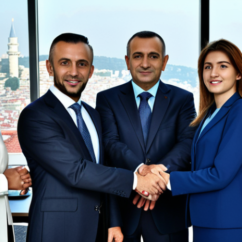 Home 24 International Trade Meeting**
"A diverse group of business professionals in a modern Istanbul office, collaborating on a trade deal. Focus on the clothing: modest business suits, professional dresses. Background: cityscape view of Istanbul. Style: professional photography, perfect anatomy, natural proportions, well-formed hands, proper finger count, safe for work, appropriate content, fully clothed, professional."
**