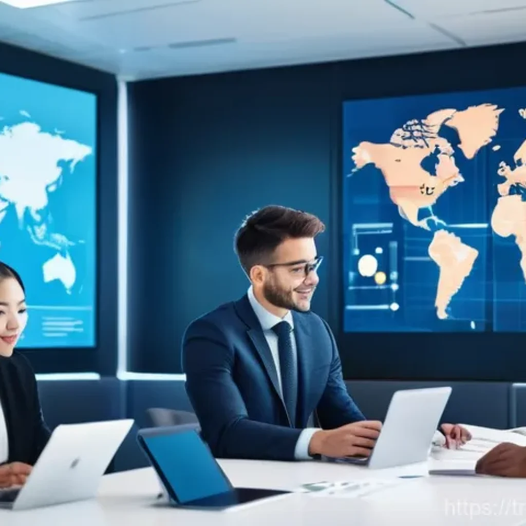 국제 무역 프로세스 이해 - **Global Market Insight Team:** A diverse team of business professionals (men and women of various e...