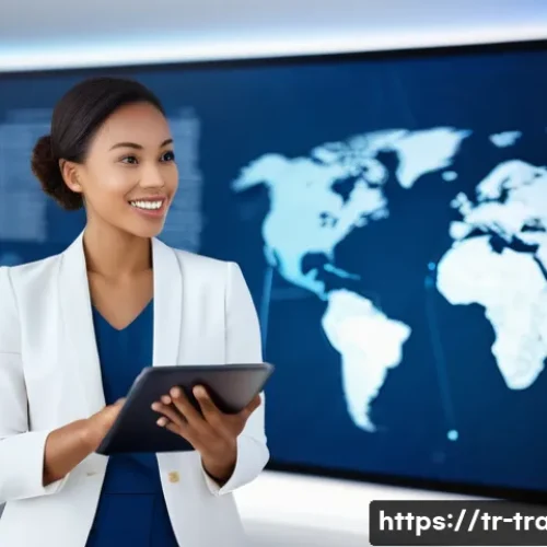 국제무역사 시험 준비 과정 리뷰 - **Prompt:** A confident, well-dressed female international trade expert in a modern, brightly lit of...