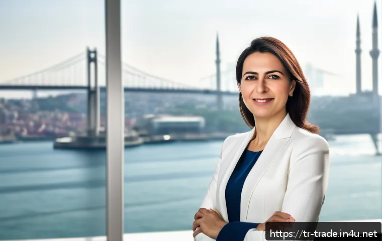 무역업계에서의 여성 리더 사례 - A confident Turkish female business leader in her mid-30s, wearing professional yet stylish business...