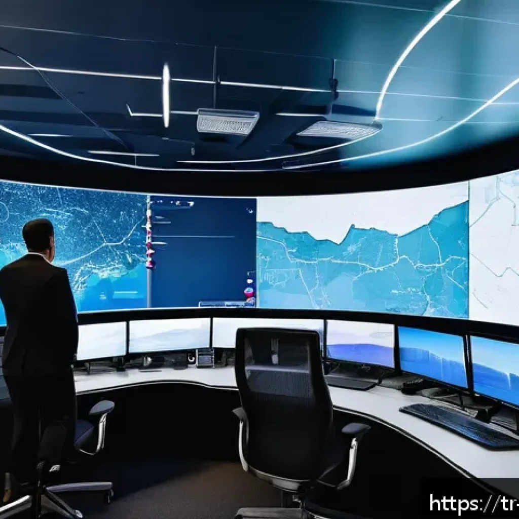 무역 실무의 최신 트렌드 - A modern logistics control room in Istanbul, featuring a diverse team of professionals monitoring la...