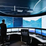 Home 22 무역 실무의 최신 트렌드 - A modern logistics control room in Istanbul, featuring a diverse team of professionals monitoring la...