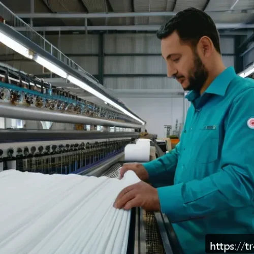 Home 17 무역업계 성공 사례 분석 - A modern Turkish textile factory interior showcasing sustainable production methods, with workers ha...