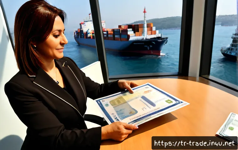 Home 30 수출입 관련 보험 처리 방법 - Photorealistic Turkish import-export insurance consultation in a modern Istanbul logistics office, c...
